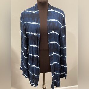 Navy Tie-Dye open front knot cardigan